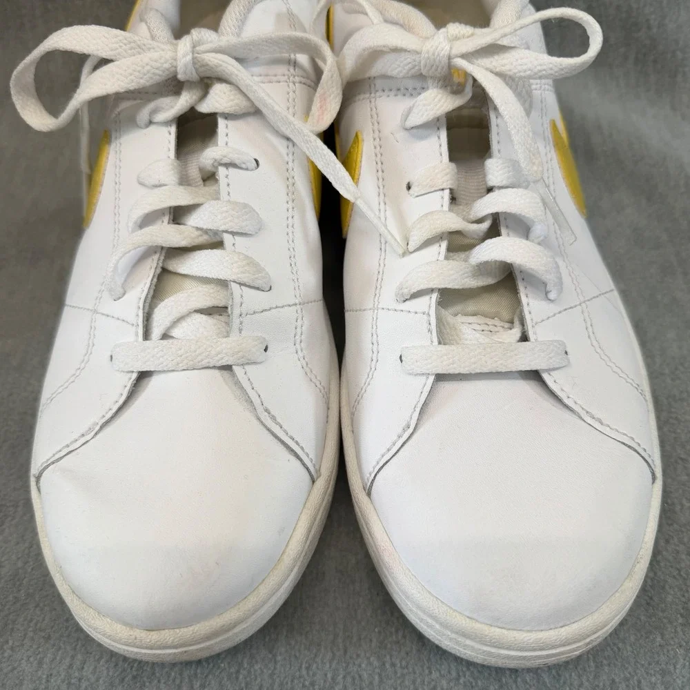 Nike Court Royale 2 Sneakers Womens Size 9 White Yellow Good Low‎ Top Leather